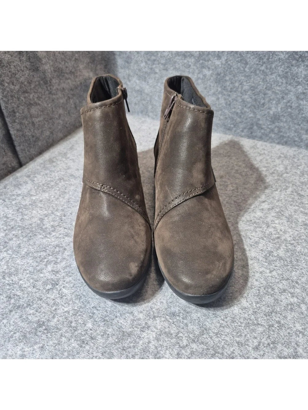 Cloudstepper By Clark Cadell Rush Leather Boots Zip Wedge Heel Size 9